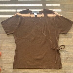 VTG brown wrap knit blouse
